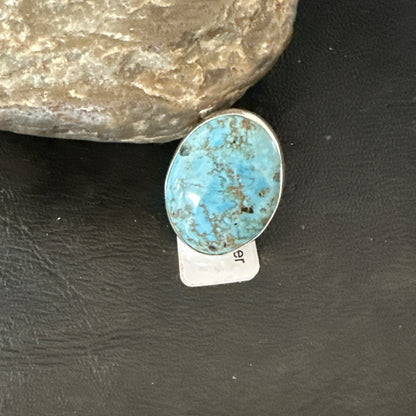 Blue Turquoise#8 Southwestern Sterling Silver Ring Size 7 19731