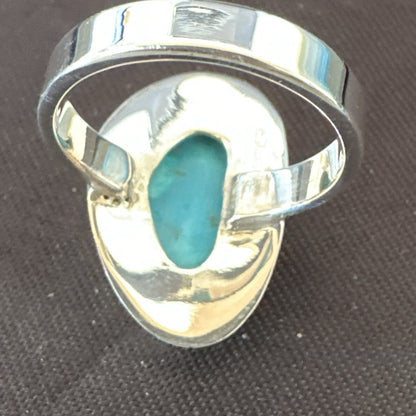 Southwestern Sterling Silver Blue Kingman Turquoise Ring Size 8 18521