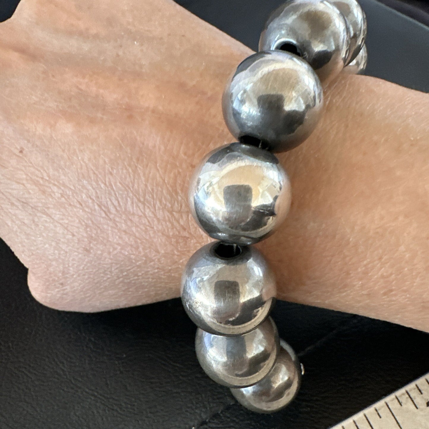 18mm Round Beads 7.5” Sterling Silver Beads Bracelet 91807