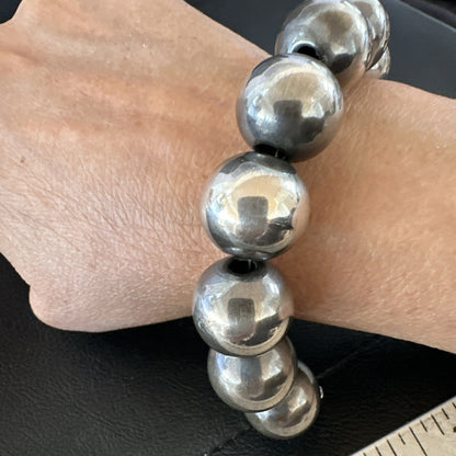 18mm Round Beads 7.5” Sterling Silver Beads Bracelet 91807