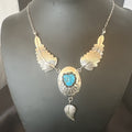 Blue Kingman Turquoise Navajo Necklace Pendant | Sterling Silver | Authentic Native American Handmade | 18576