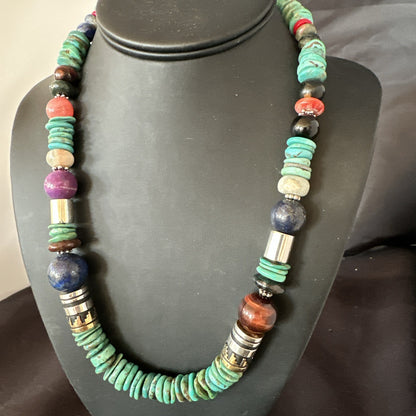 Tommy Rosita Singer T R Sterling Silver Blue Turquoise Bead Necklace 21 in 19412