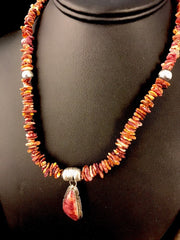 Men's Purple Spiny Oyster Navajo Beads Necklace 21" | Sterling Silver | Authentic Native American Handmade
