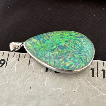 Mens Womens Multicolor Gilson Opal Navajo Sterling Silver Inlay Pendant 18610