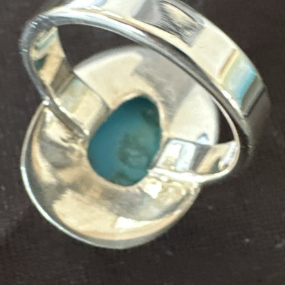 Southwestern Sterling Silver Blue Kingman Turquoise Ring Size 7 18511