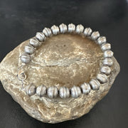 Handmade Stamped Navajo Pearls 8mm Beads 7"Bracelet | Sterling Silver | Authentic Native American Handmade | 90905