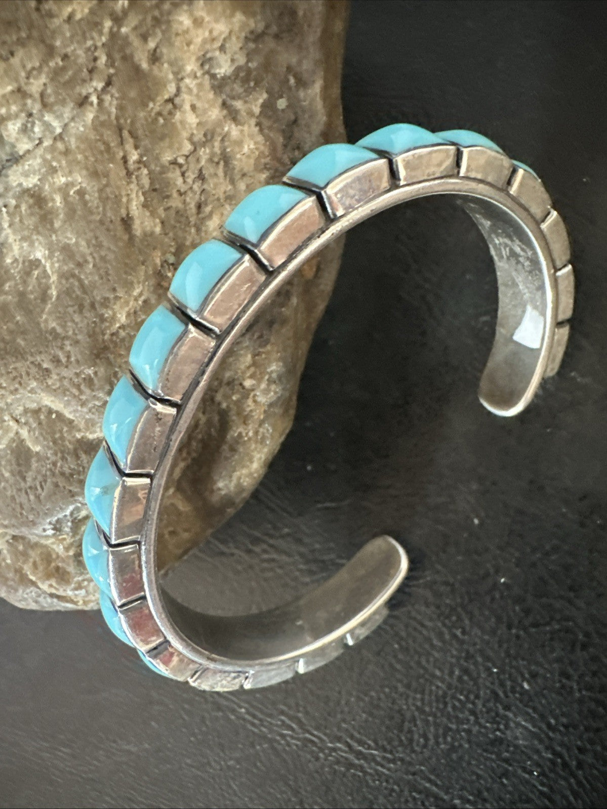 Blue Kingman SB Turquoise Navajo Sterling Silver Cuff Bracelet 6.5" 19069