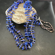 Men's Women's Lapis Lazuli Shell 2S Navajo 30"Necklace | Sterling Silver | Authentic Native American Handmade | 17838