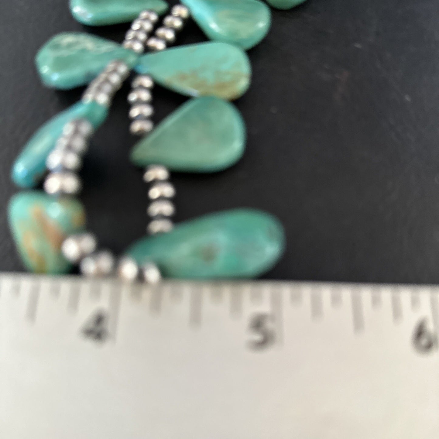 Blue Turquoise Teardrop Navajo Pearls Sterling Silver Necklace 14387