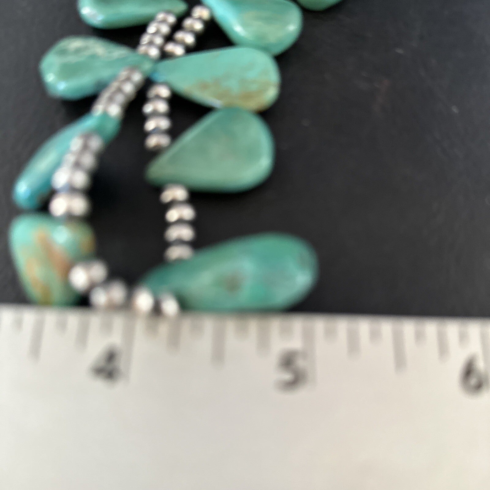 Blue Turquoise Teardrop Navajo Pearls Sterling Silver Necklace 14387