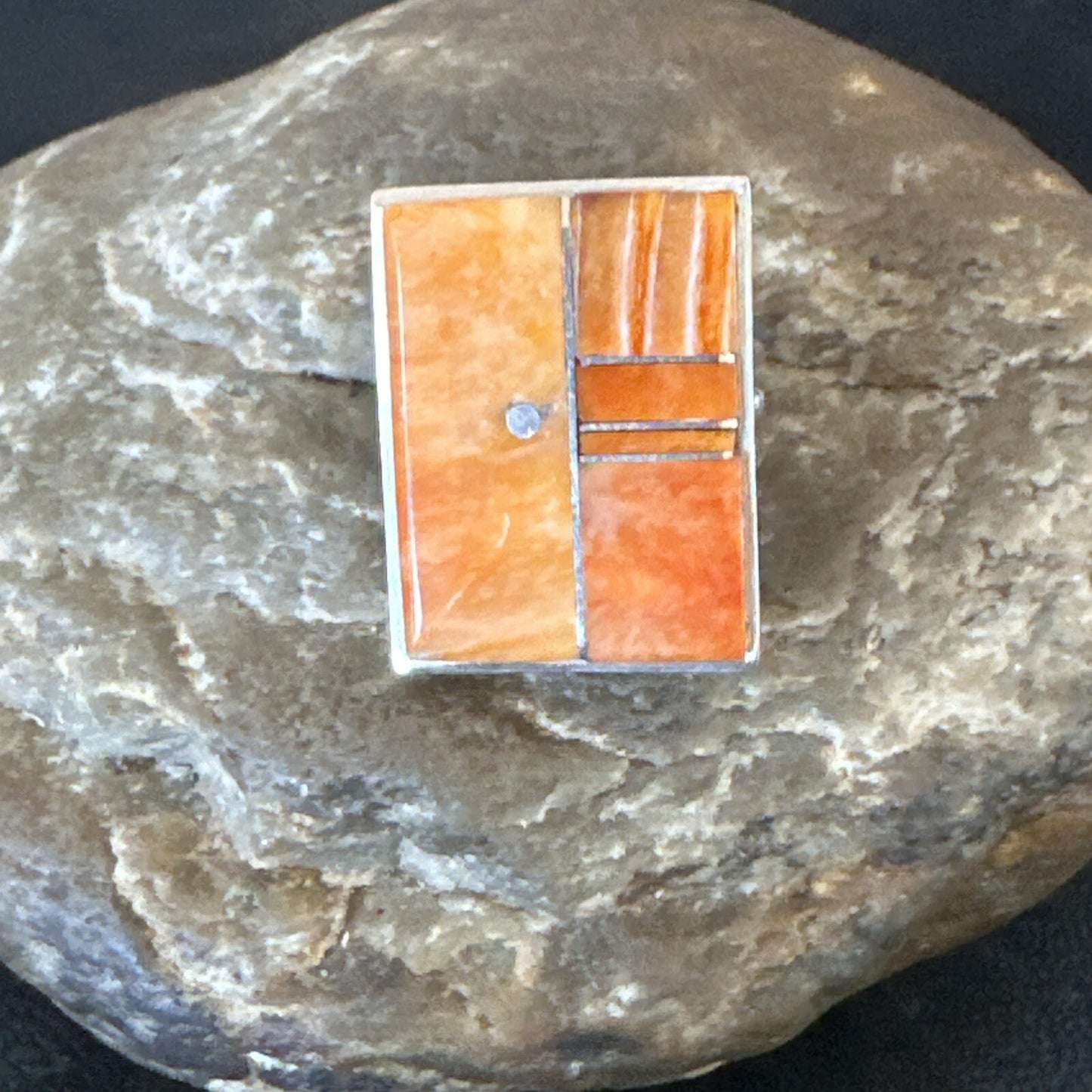 Women Orange Spiny Oyster Navajo Sterling Silver Ring Sz 6.5 17797