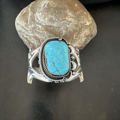 Tufa Women Blue Kingman Turquoise Navajo Sterling Silver Cuff Bracelet 19351
