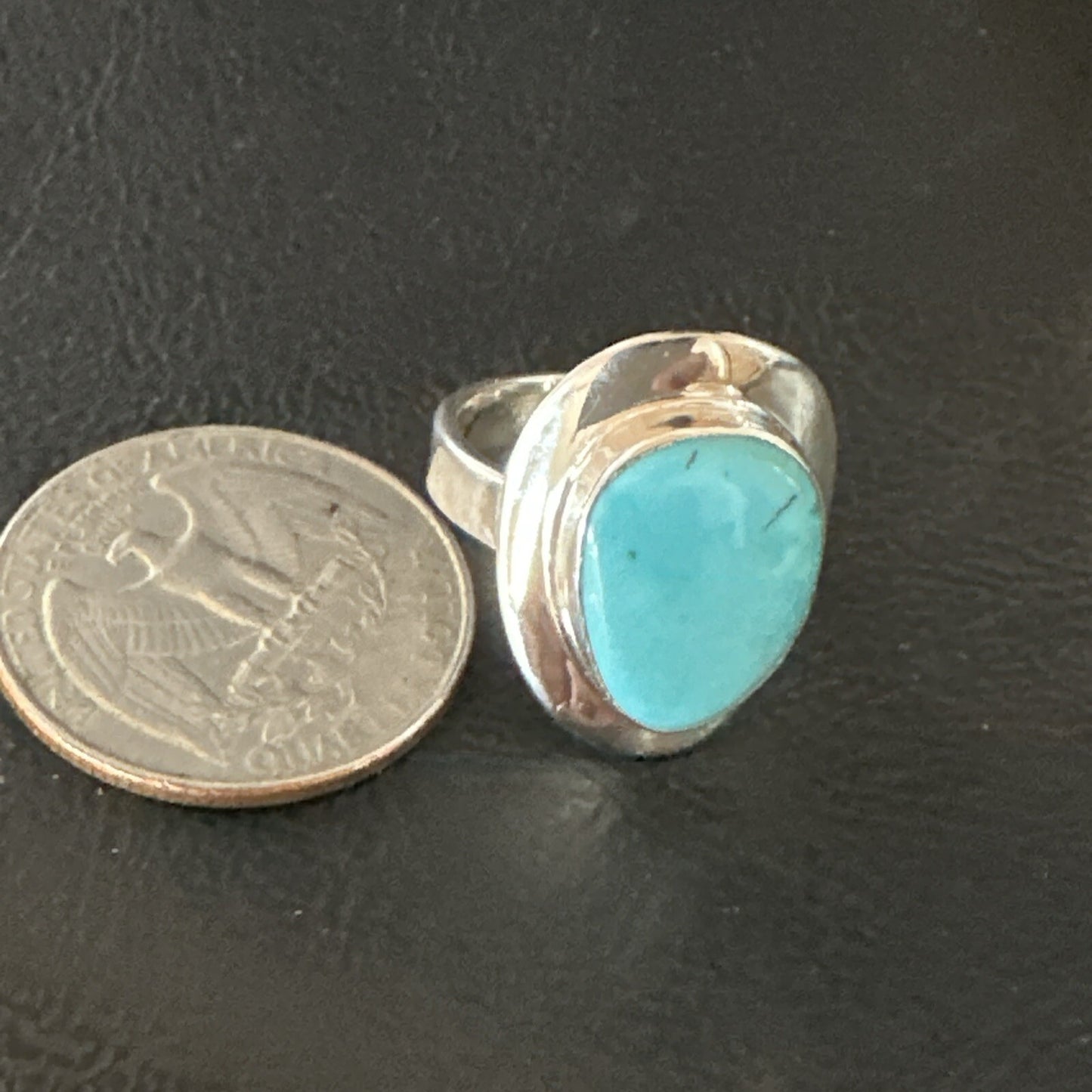 Southwestern Sterling Silver Blue Kingman Turquoise Ring Size 7 18510