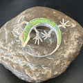 Green Gaspeite Opal Navajo Gecko Inlay Lizard Pin Pendant | Sterling Silver | Authentic Native American Handmade | 18598