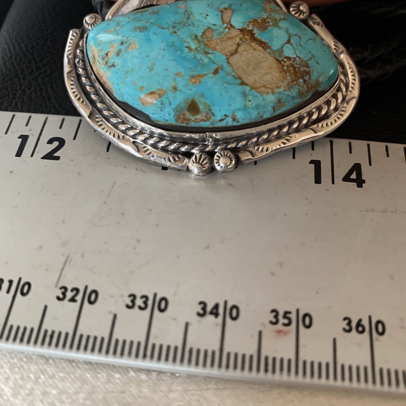 Native Mens Bolo Tie Blue Royston Turquoise Sterling Silver Navajo 14111N