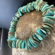 Men's Women's Blue Green Turquoise Stretch Stone Friendship Bracelet 7" | Authentic Native American Handmade | 18856