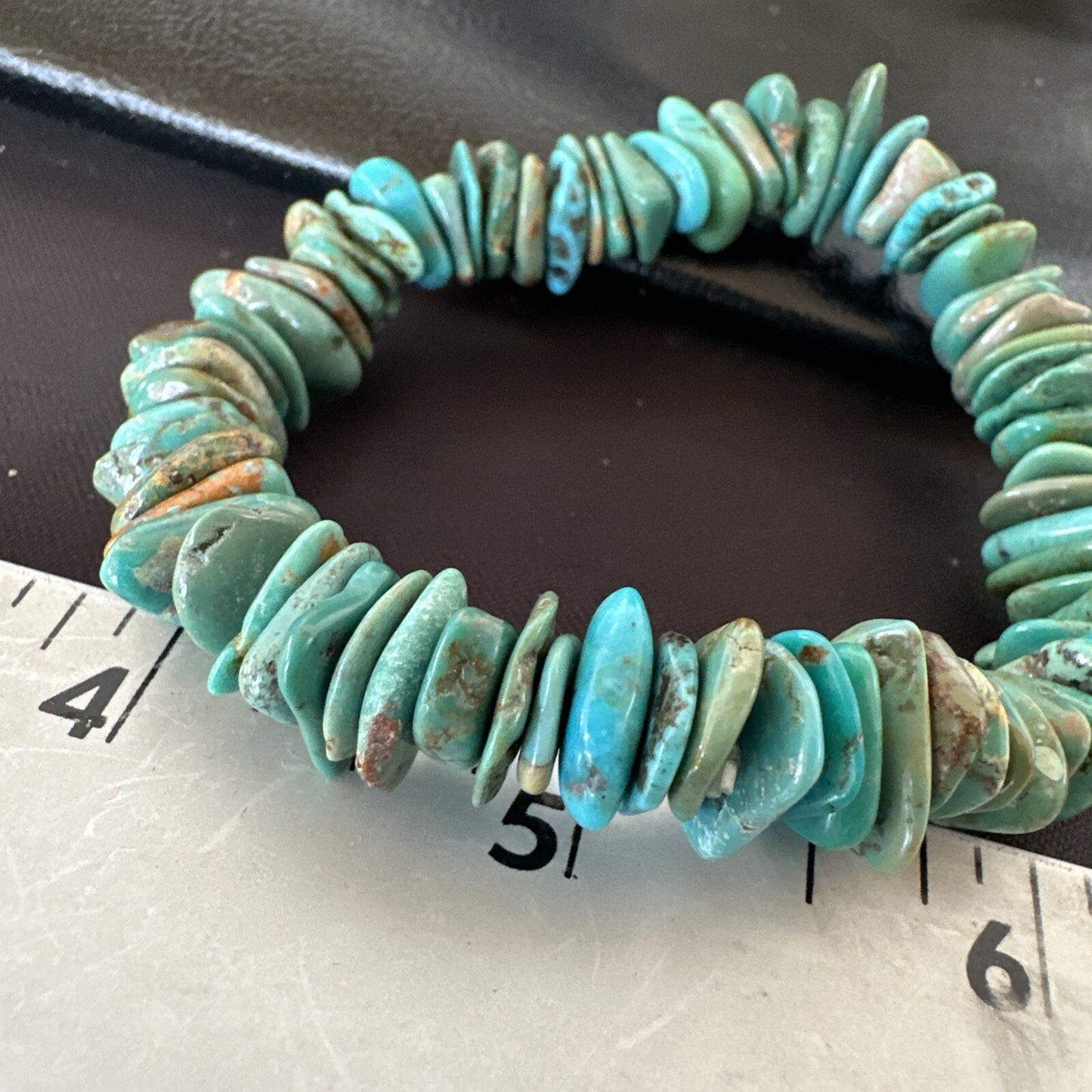Mens Womens Blue Green Turquoise Stretch Stone Friendship Bracelet 7" 18856