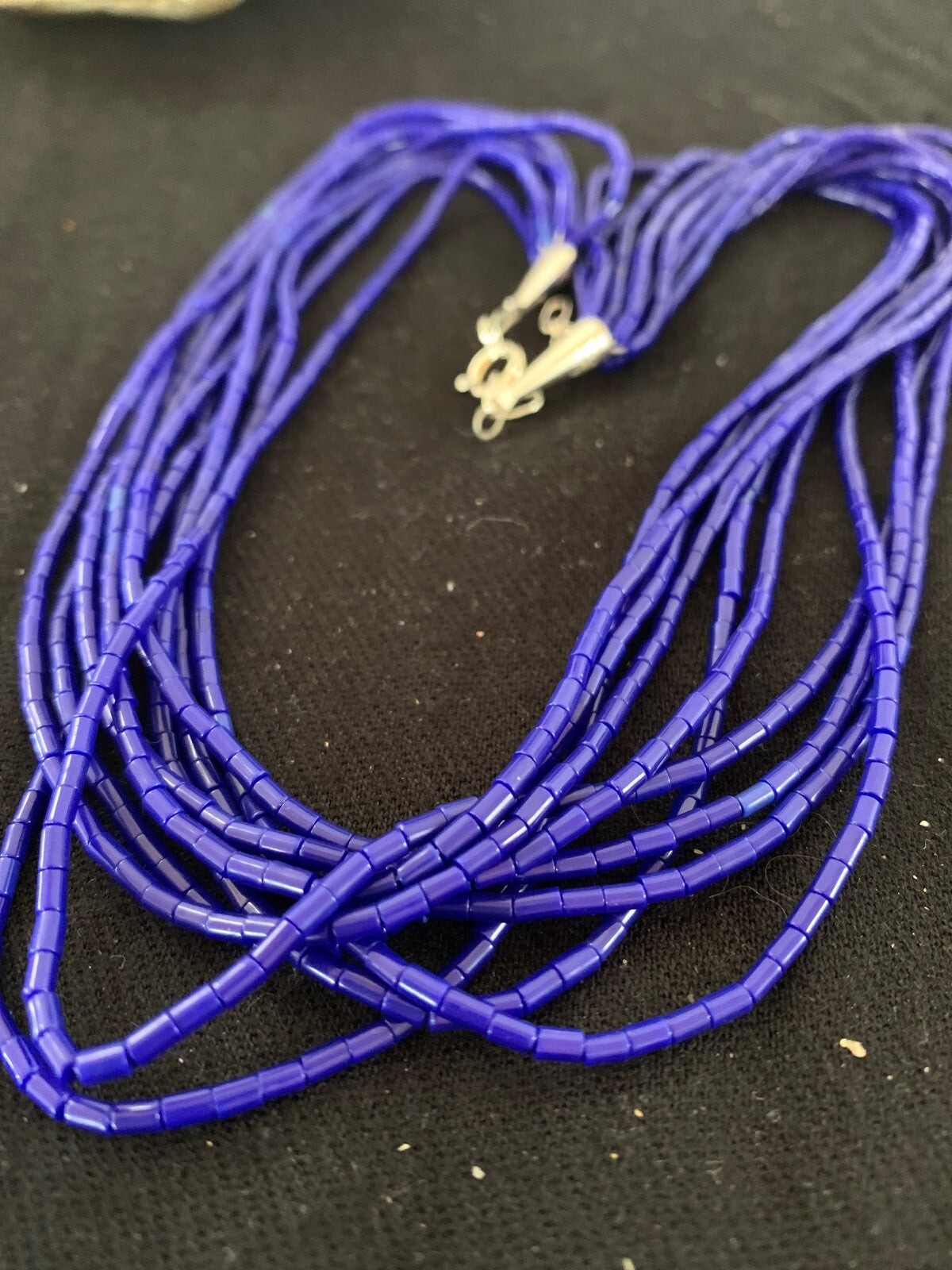Blue Lapis Stabilized Heishi 10 Strand Sterling Silver Necklace 19" 2018