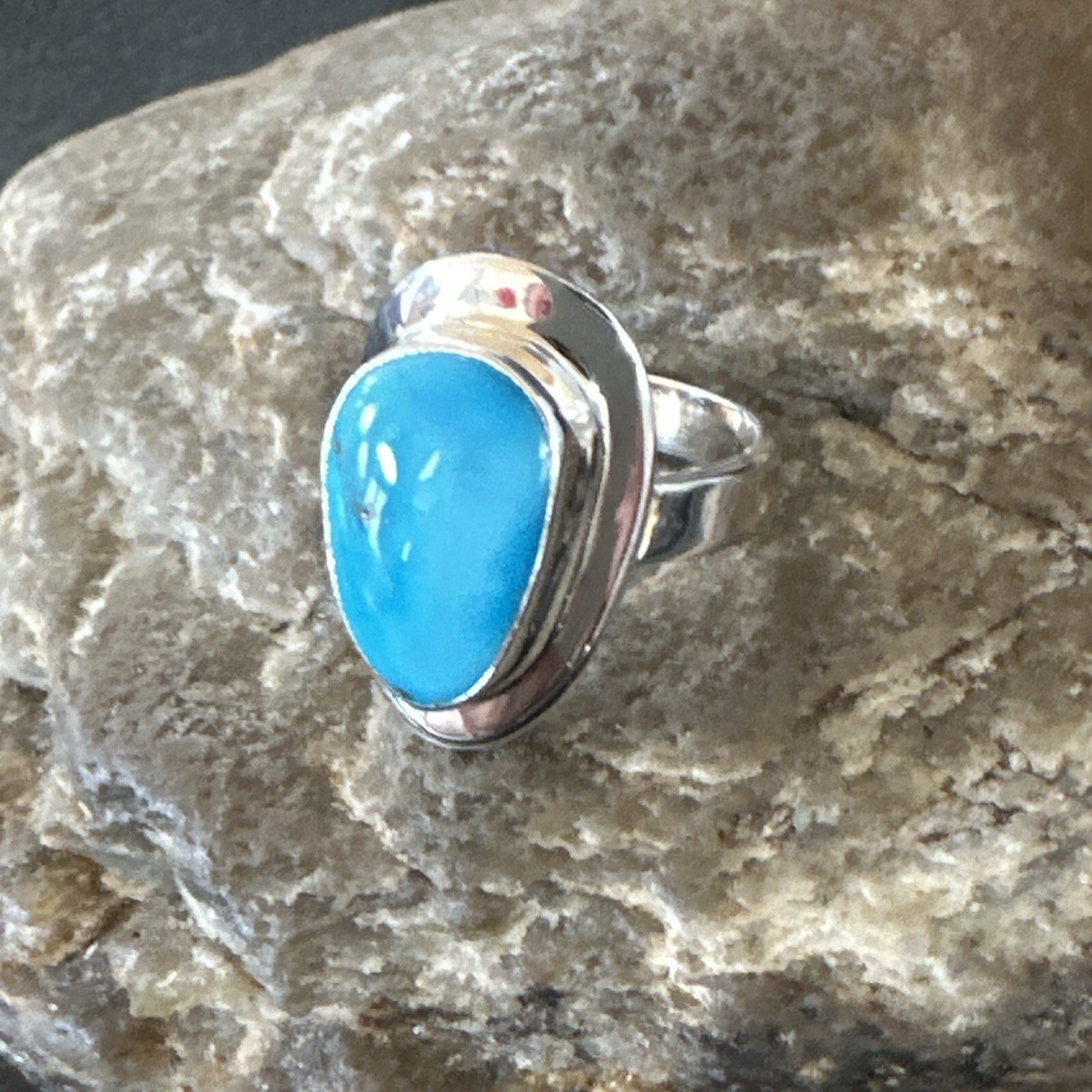 WoMens Sterling Silver Robin Egg Blue Kingman Turquoise Ring Size 6 17732