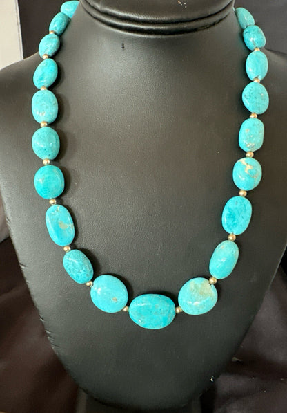 Authentic Gold filled Blue Sleeping Beauty Turquoise Navajo Necklace 20” 18607