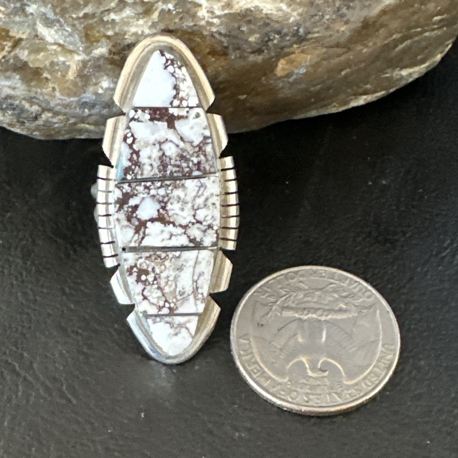 Mens Womens Wild Horse Turquoise Inlay Navajo Sterling Silver Ring Sz 9 19110