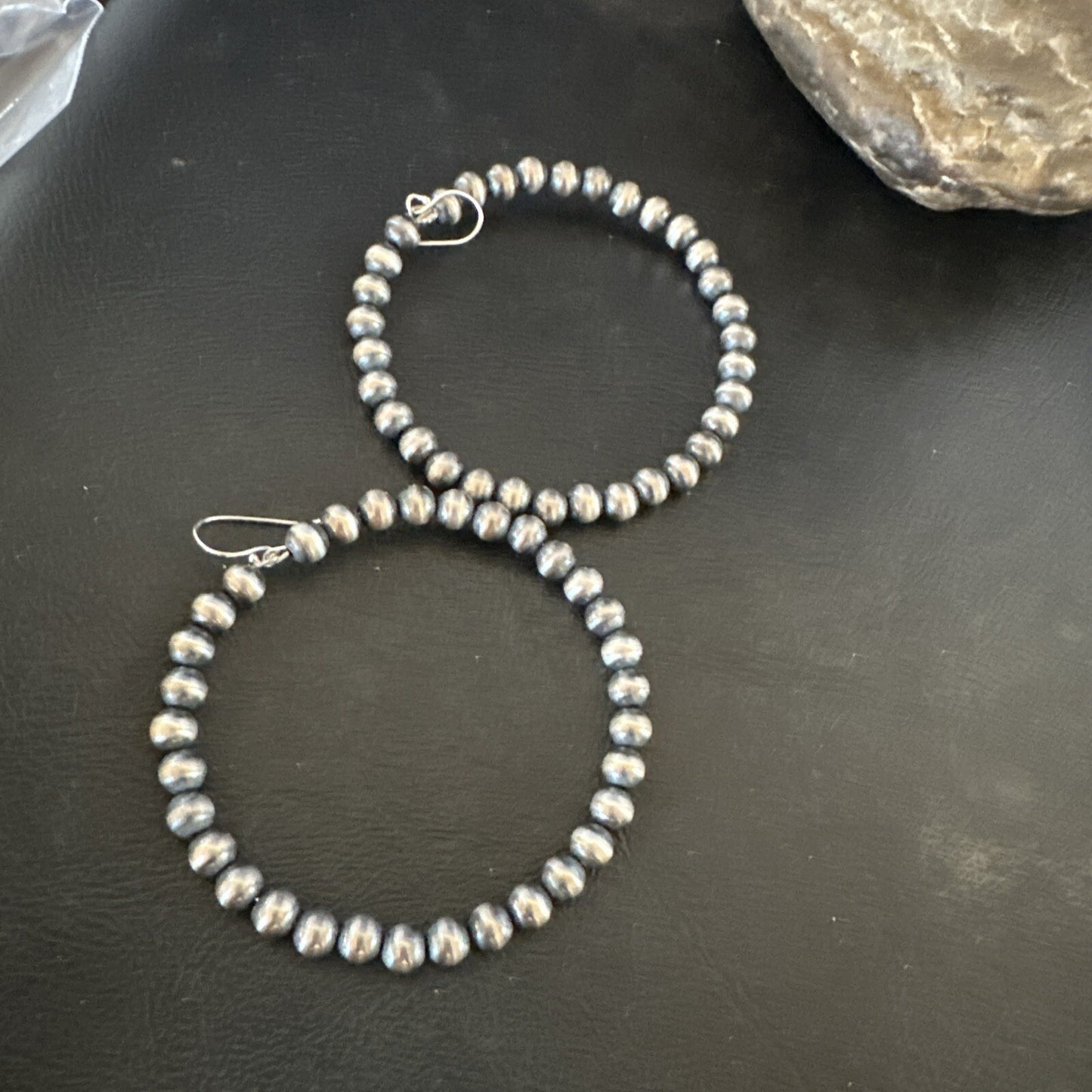 6mm Sterling Silver Beads Stainless Steel Wire Earrings 2.5” 17786