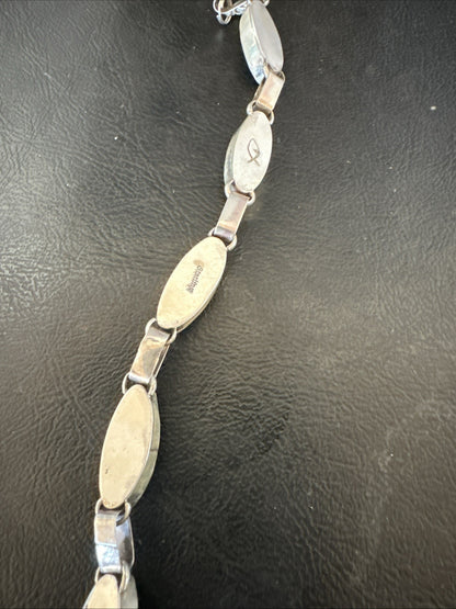Women Old Pawn Blue Pava Shell Navajo Sterling Silver Link Bracelet 8” 19799