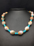 Turquoise Agate Navajo Pearls Necklace | Sterling Silver | Authentic Native American Handmade | 04499