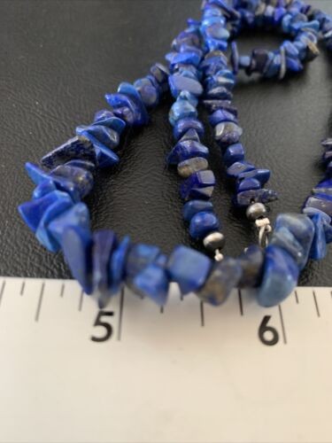 Navajo Lapis Turquoise Coral Beaded Necklace Sterling Silver 7" 13117