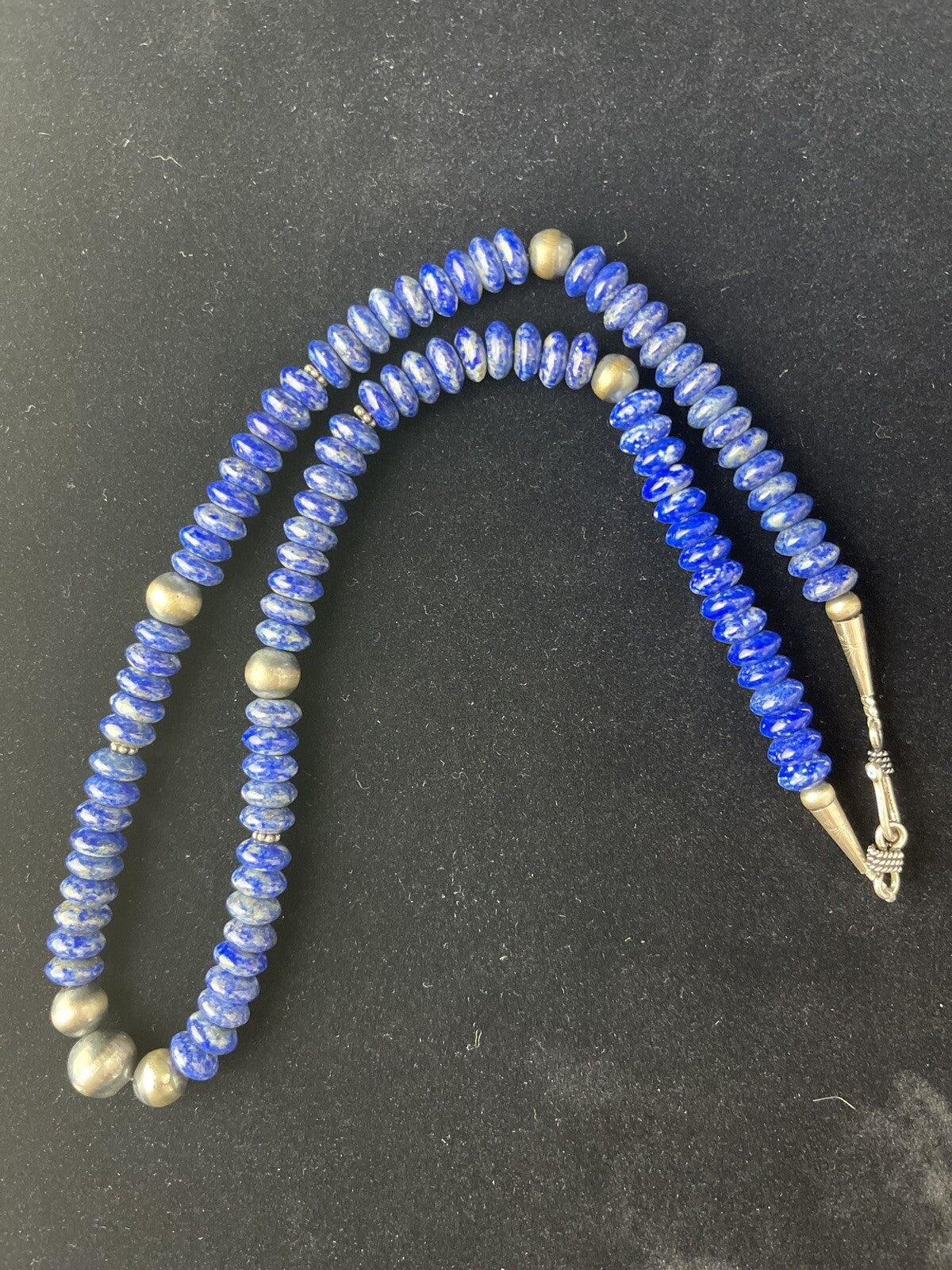 Mens Lapis Lazuli Navajo Pearls Sterling Silver Necklace 18” 1757