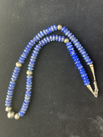 Mens Lapis Lazuli Navajo Pearls Sterling Silver Necklace 18” 1757