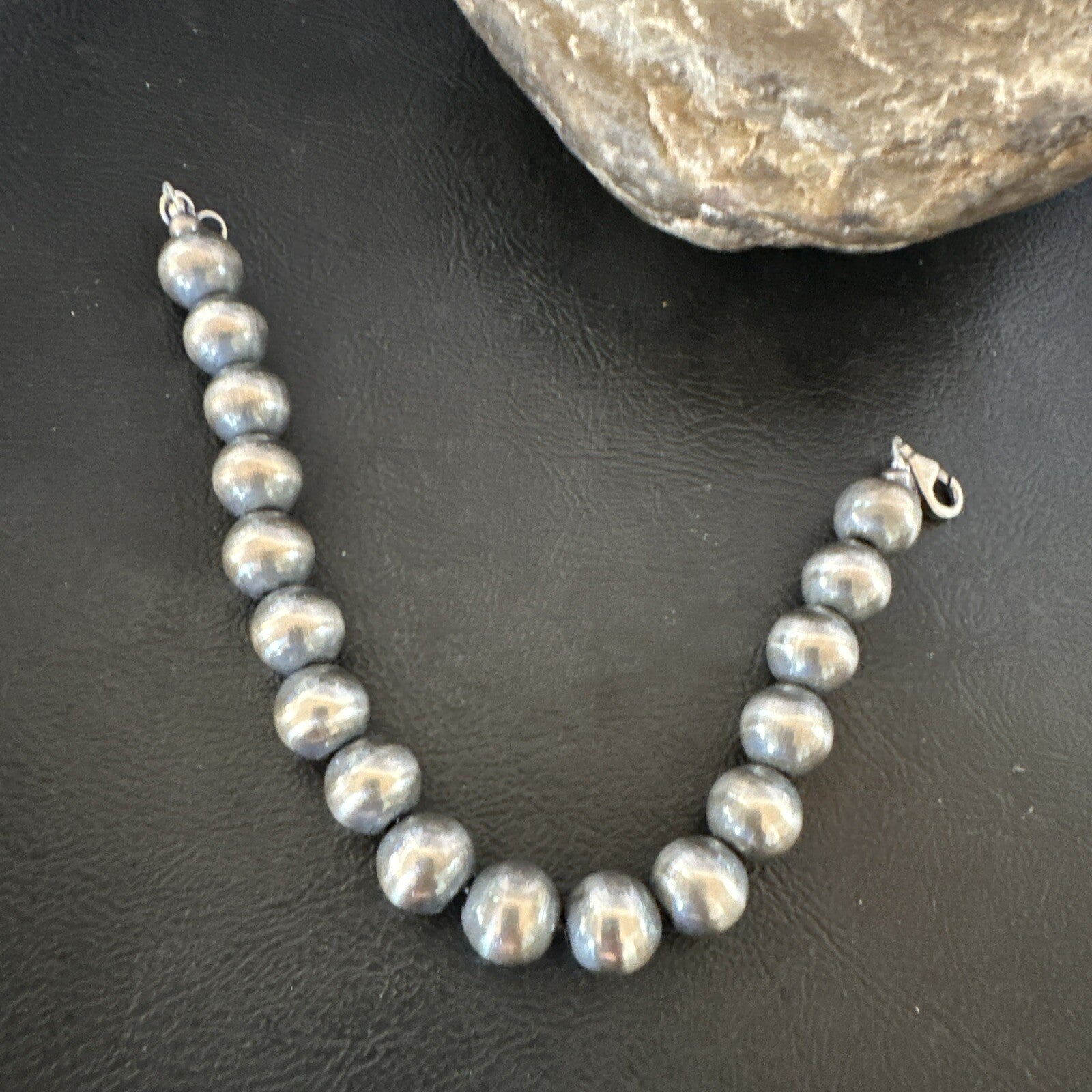 10mm Round Beads 7” Sterling Silver Beads  Bracelet 91007