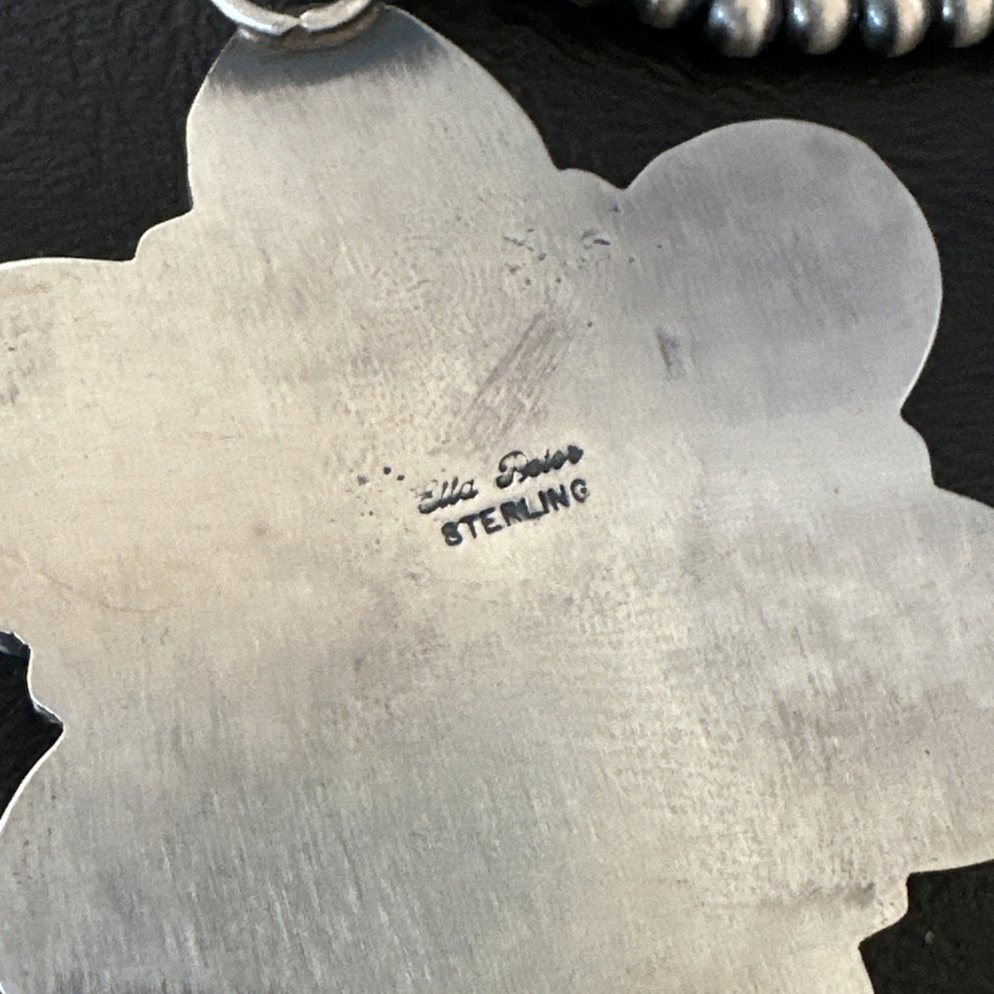 White Buffalo Turquoise Cluster Pendant Navajo Sterling Silver Necklace 19270