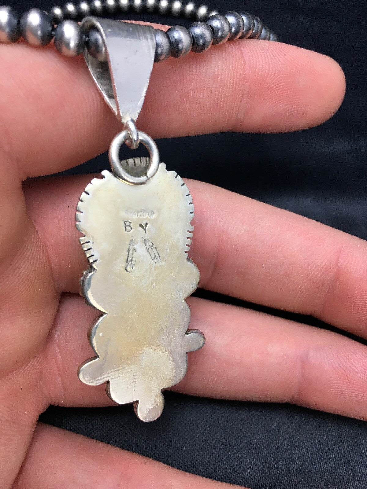 Red Coral Cluster Pendant Navajo Sterling Silver Necklace Native American 18930