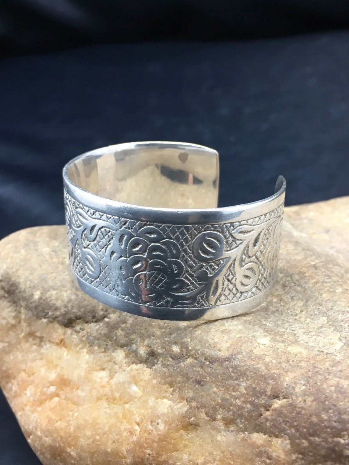 Navajo Sterling Silver Stamped Children's Cuff Bracelet 04052