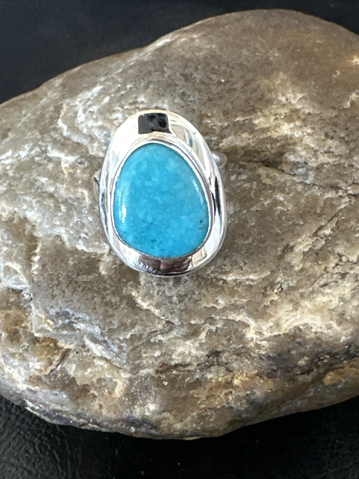 WoMens Sterling Silver Blue Kingman Turquoise Ring Size 7 17680