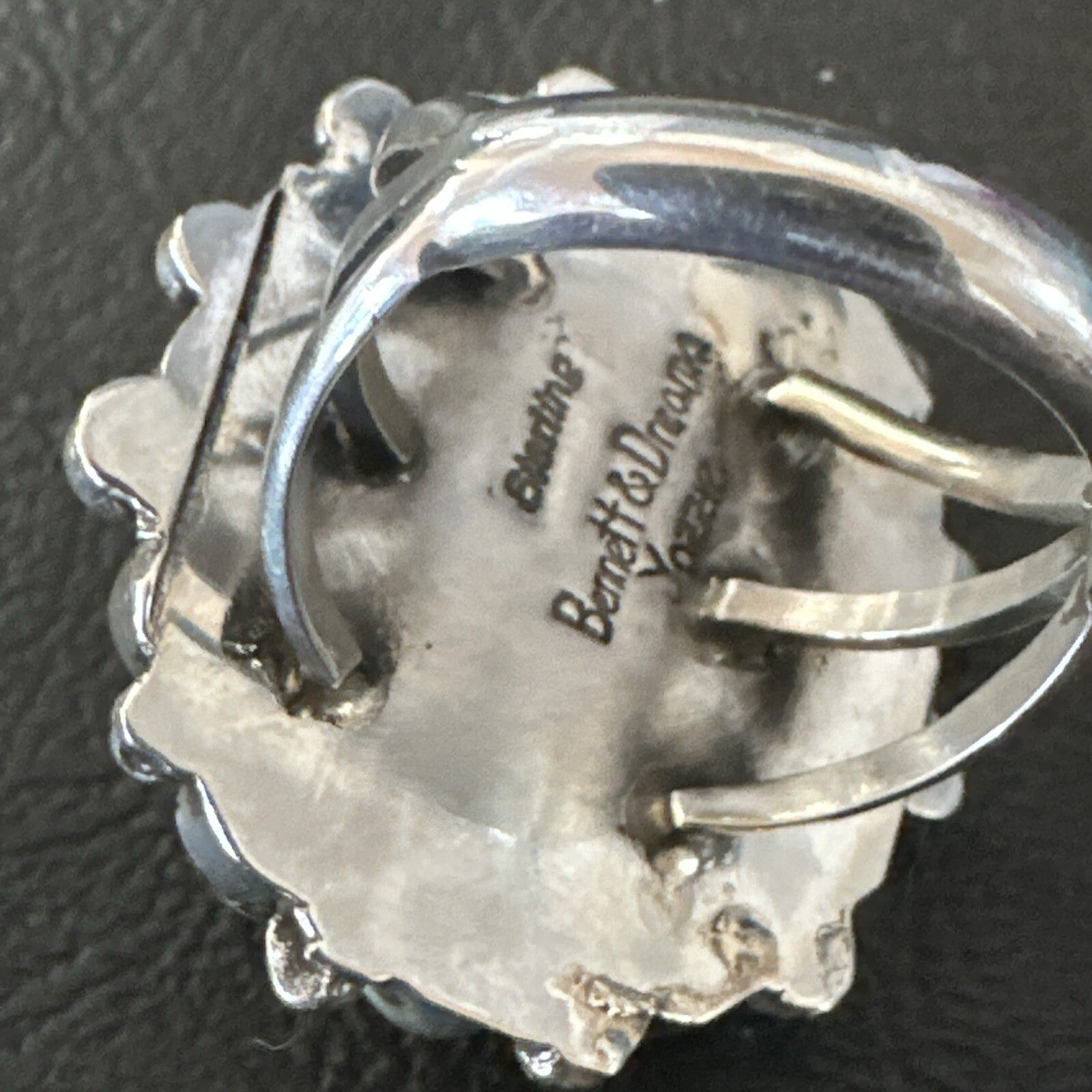 Orange Spiny Oyster Cluster Navajo Sterling Silver Ring Size 10 18397