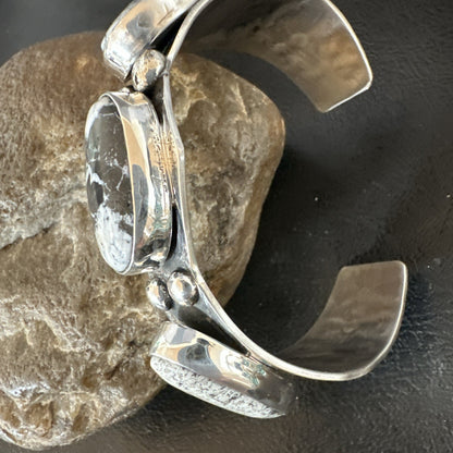 Mens WoMens White Buffalo Turquoise Navajo Sterling Silver Cuff Bracelet 19503