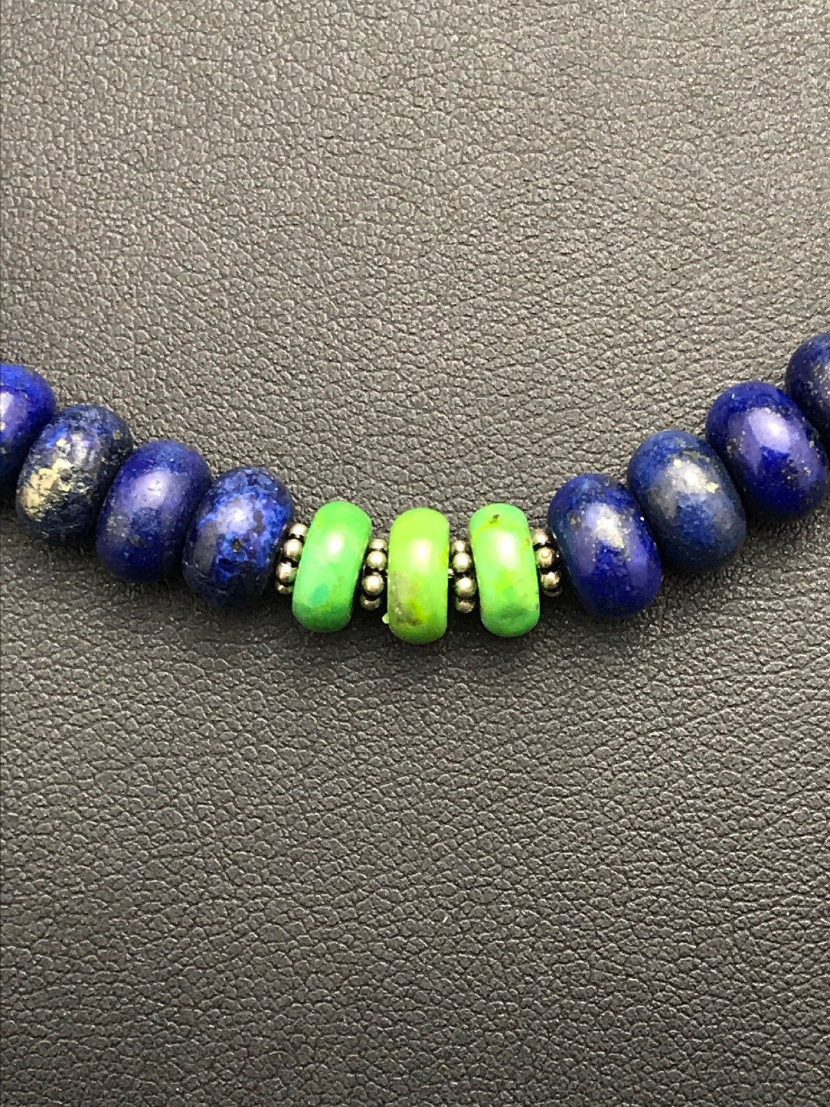 Lapis & Turquoise Beads Navajo Sterling Silver Necklace 03269