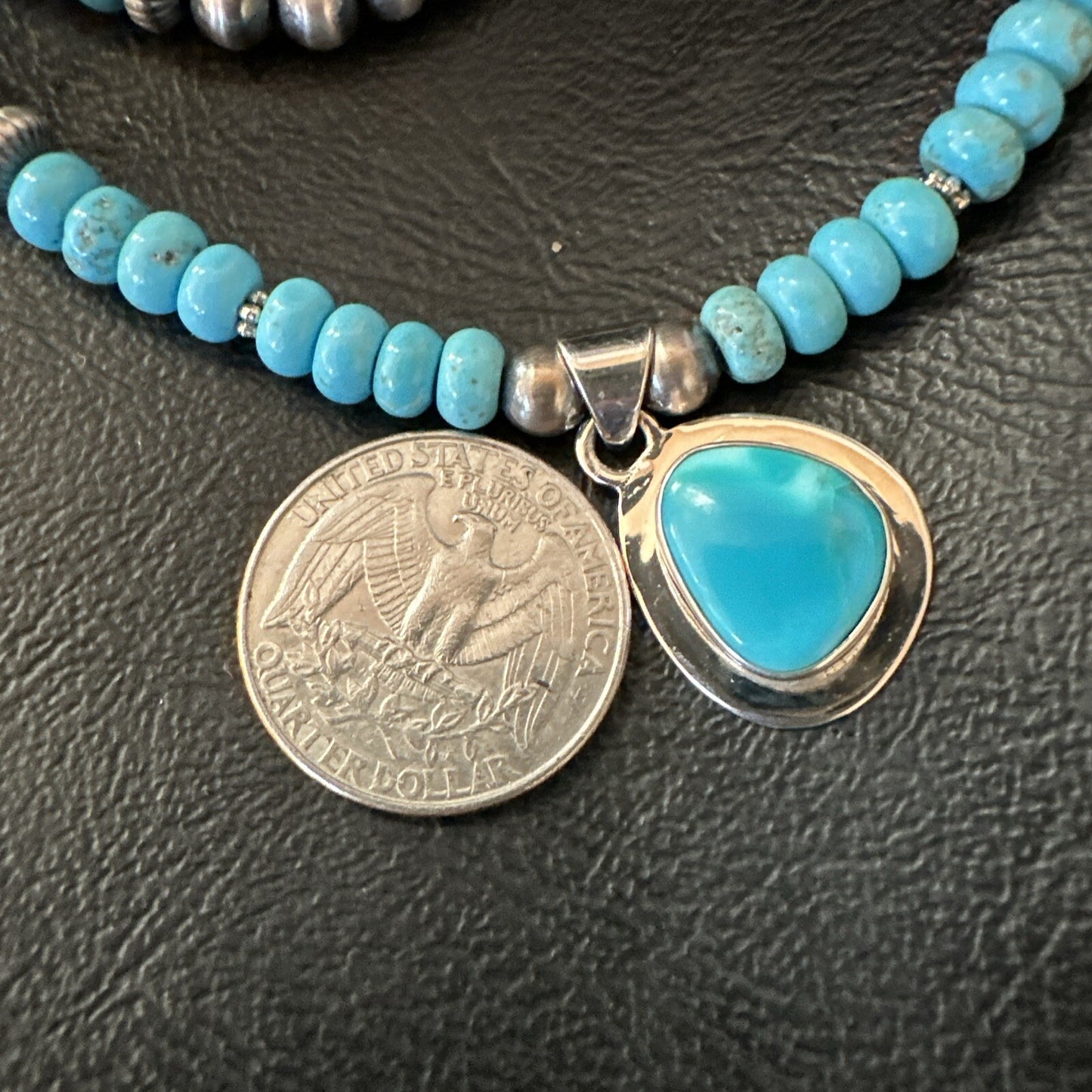 WoMens Blue Kingman Turquoise Pendant Navajo Sterling Silver Necklace 21" 18422