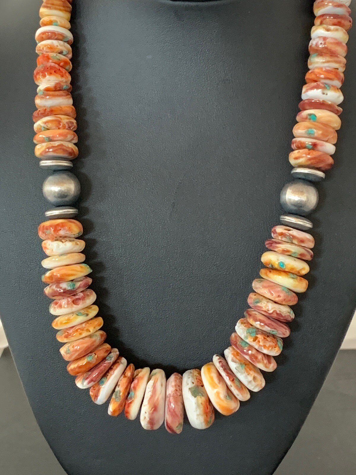 Native Purple Spiny Oyster Navajo Pearls Sterling Silver Necklace 20" 03241