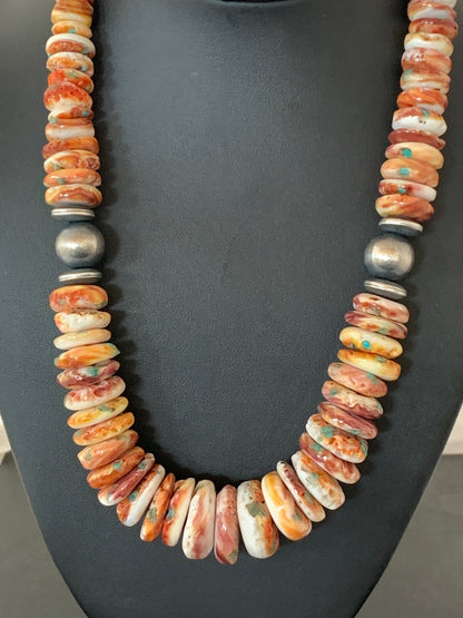 Native Purple Spiny Oyster Navajo Pearls Sterling Silver Necklace 20" 03241