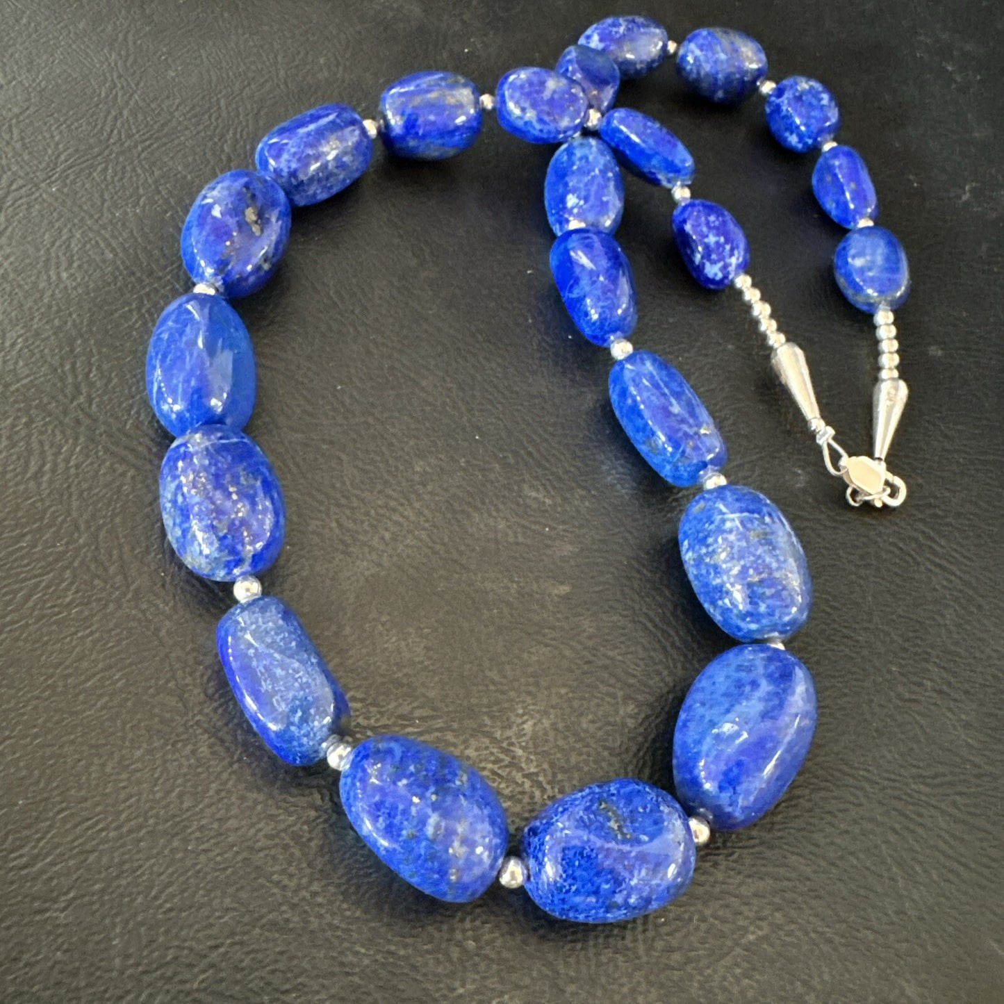 Mens Womens Lapis Lazuli Navajo Sterling Silver 21” Necklace 17750