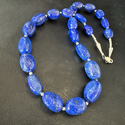 Mens Womens Lapis Lazuli Navajo Sterling Silver 21” Necklace 17750