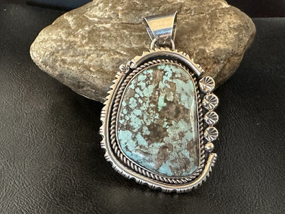 XL Men Women Blue Turquoise Pendant Navajo Sterling Yazzie 19526