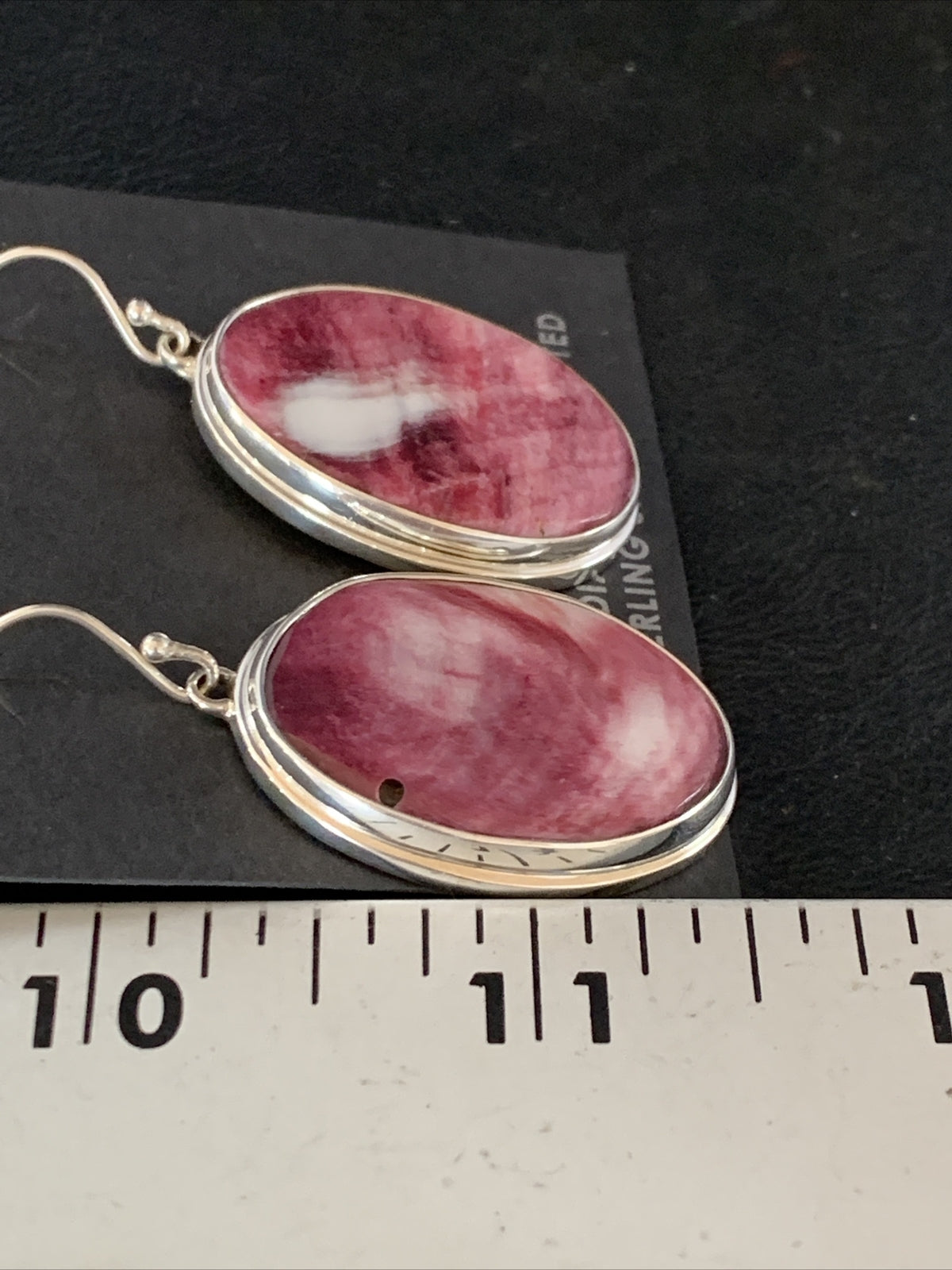 Native Purple Spiny Oyster Dangle Earrings Navajo Sterling Silver 1.25" 13787