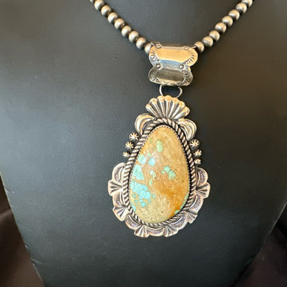 XXL Mens Royston Turquoise Pendant Navajo Pearls Sterling Silver Necklace 18746