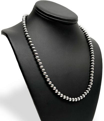 Popular Sterling Silver Navajo Pearls Native American 4mm Bead Necklace