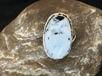 Navajo White Buffalo Turquoise Ring Sterling Silver Sz 8.5 19766