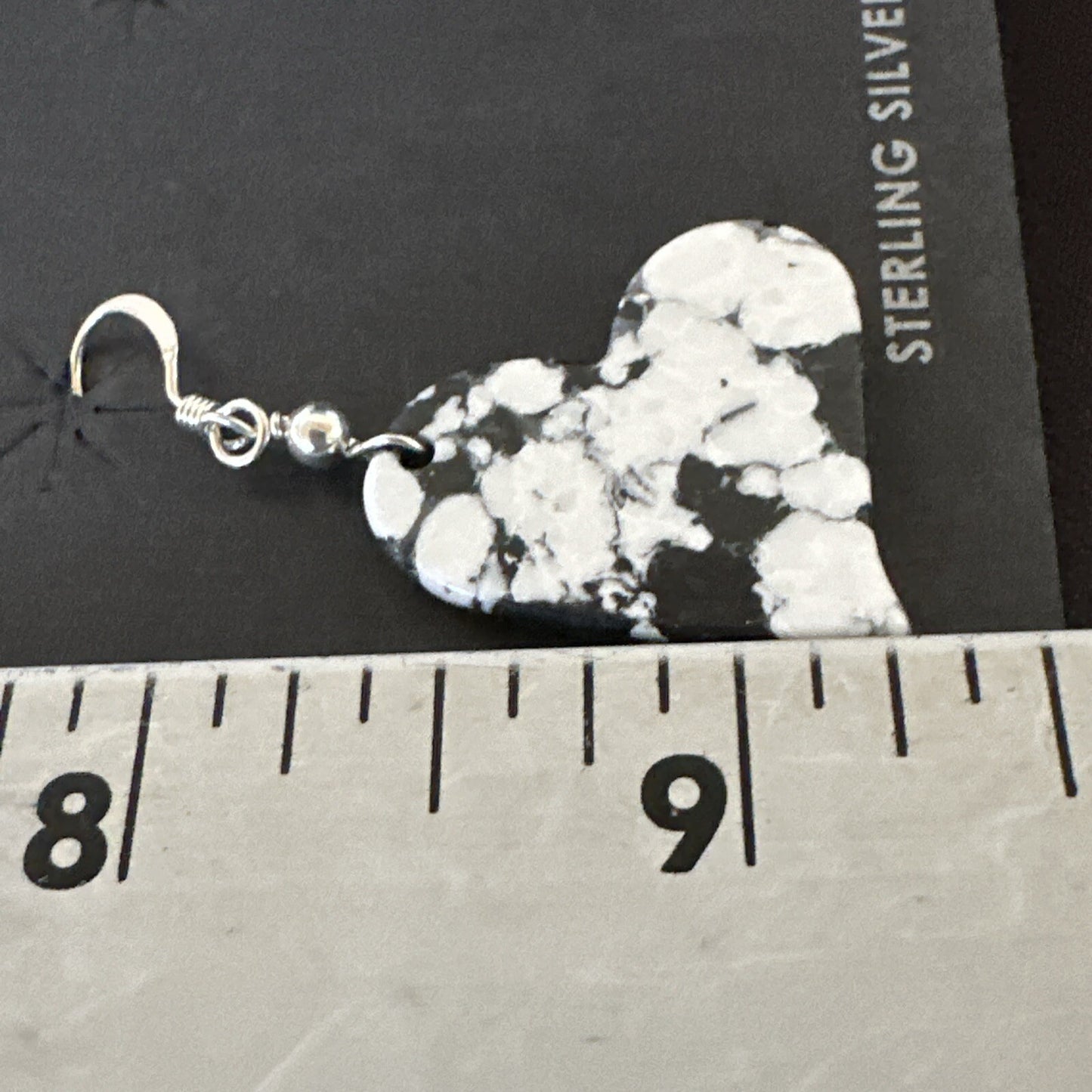 Heart Navajo Slab White Buffalo Turquoise Sterling Silver Earrings 17879